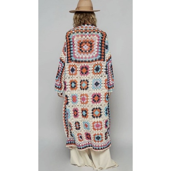 POL Sweaters - POL Cardigan Sweater Womens Granny Square Crochet Cottagecore Duster